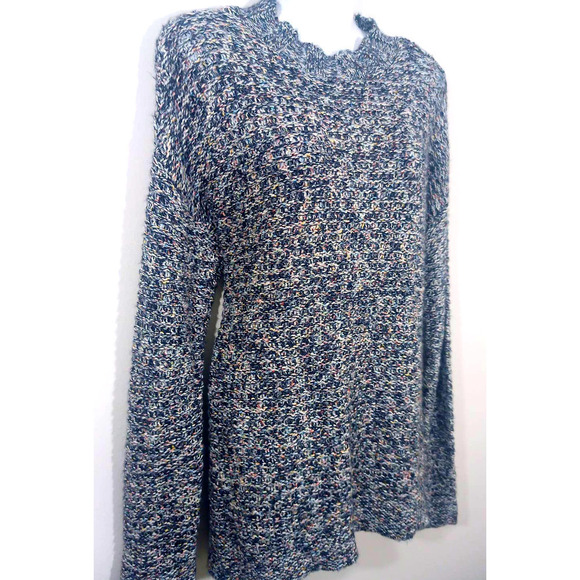 NWT St John's Bay Petite L Black Tweed Knit Long Sleeve Sweater - Picture 3 of 5